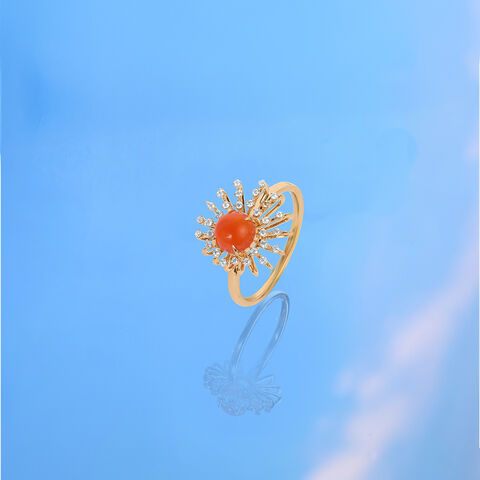 Solar Bloom Carnelian & Diamond Ring