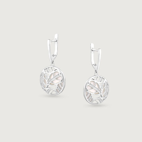 Mother of Pearl Charming Silver Hoop Earrings