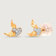 Cupid Edit Wings 14KT Pure Gold & Diamond Stud Earrings,,hi-res view 4