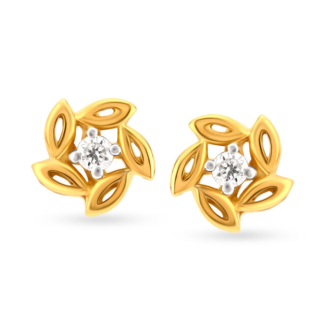 Charming Floral Diamond Stud Earrings,,hi-res image number null