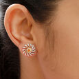 14kt Yellow Gold Shining Floral Stud Earrings,,hi-res view 3