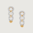Sleek Edge Gold & Diamond Hoop Earrings,,hi-res view 3