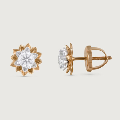 Eternal Bloom 14 kt Gold & Diamond Stud Earrings