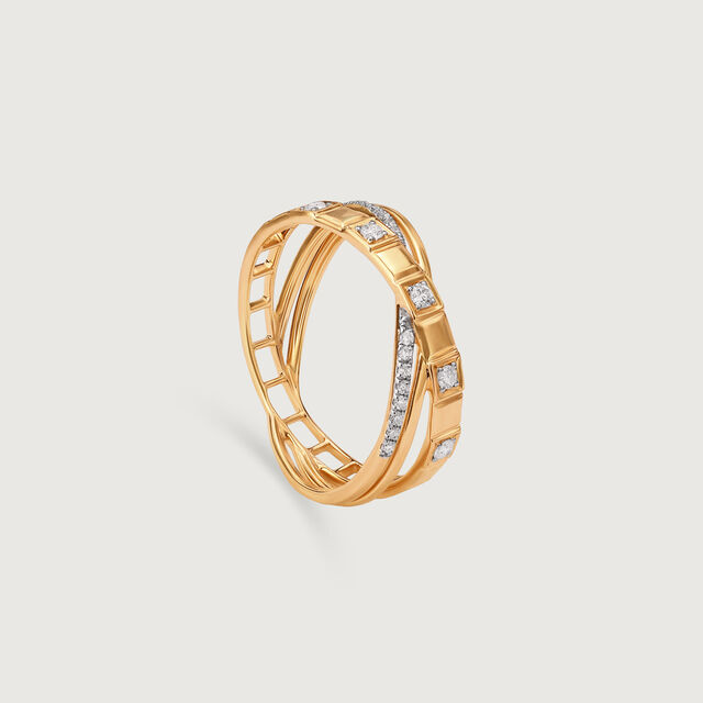 Crisscross Glow Gold & Diamond Finger Ring,,hi-res image number null
