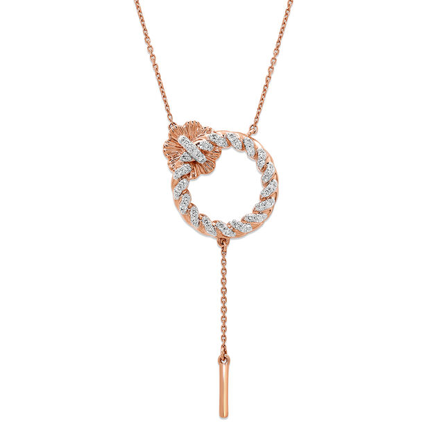 14KT Rose Gold Orbiting Elegance Diamond Necklace,,hi-res view 3