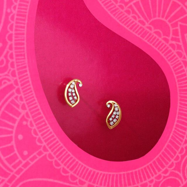 Glow Paisley Diamond Stud Earrings,,hi-res image number null