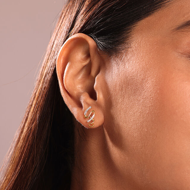 Swirling Breeze 14 Kt Gold & Diamond Stud Earrings,,hi-res image number null