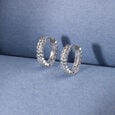 Textured Halo Silver Hoop Earrings,,hi-res view 1