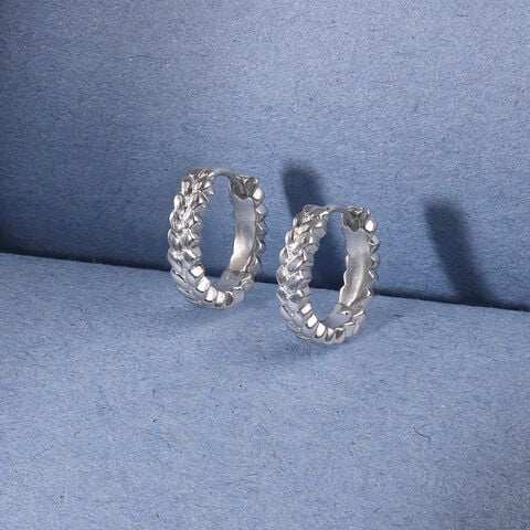 Textured Halo Silver Hoop Earrings