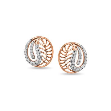 14 KT Mango Shape Rose Gold Diamond Stud Earrings