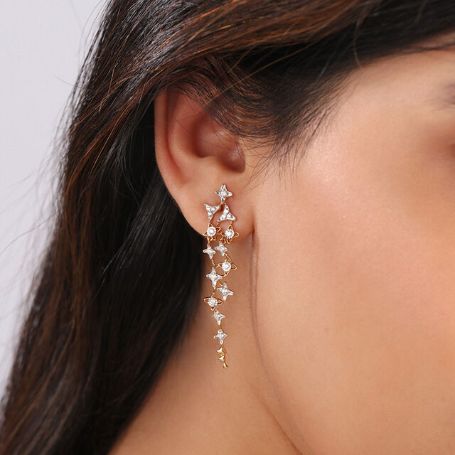 Trailing Stars 14KT Diamond Drop Earrings,,hi-res view 2