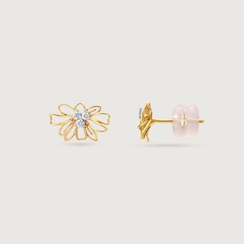 Doodle Flower Diamond Stud Earrings