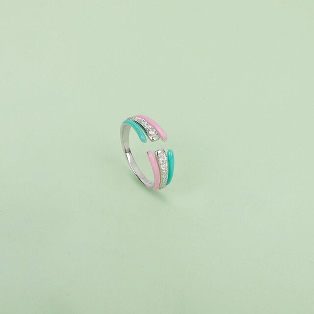 Pastel Pop Silver Finger Ring,,hi-res image number null