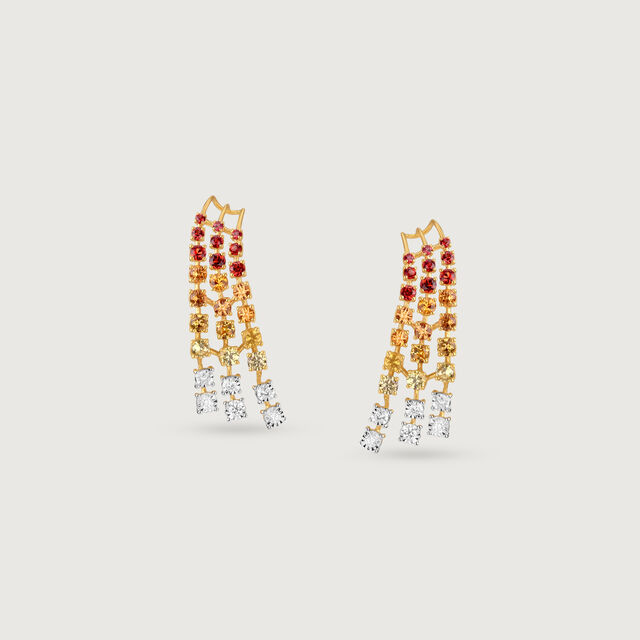 Radiant Spectrum Sapphires & Diamond Drop Earrings,,hi-res image number null