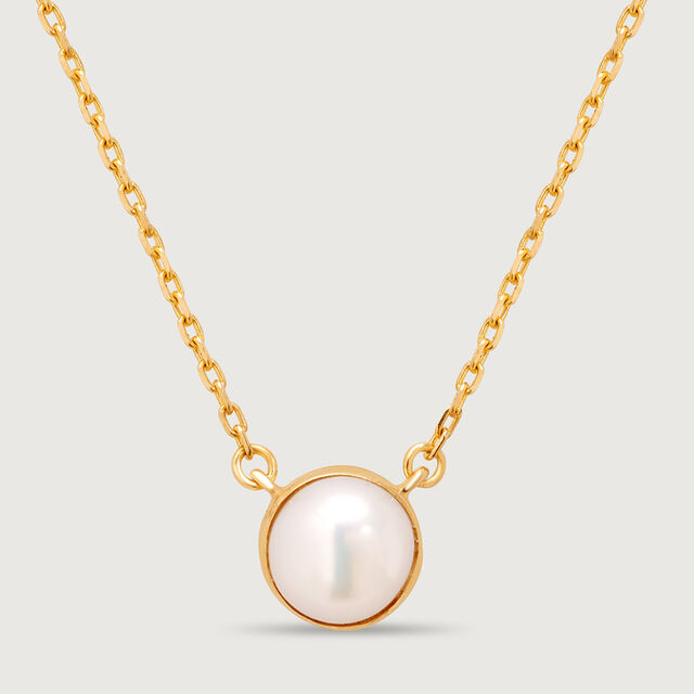 Golden Elegance 18KT Pearl Pendant with Chain,,hi-res image number null