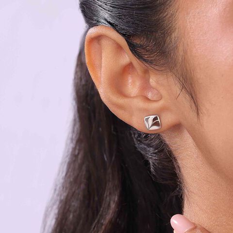 Artistic Mosaic Opal Silver Stud Earrings