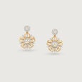 Blossoming Elegance Gold & Diamond Drop Earrings,,hi-res view 3