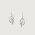 Ethereal Leaf Silver Hoop Earrings,,hi-res view 4