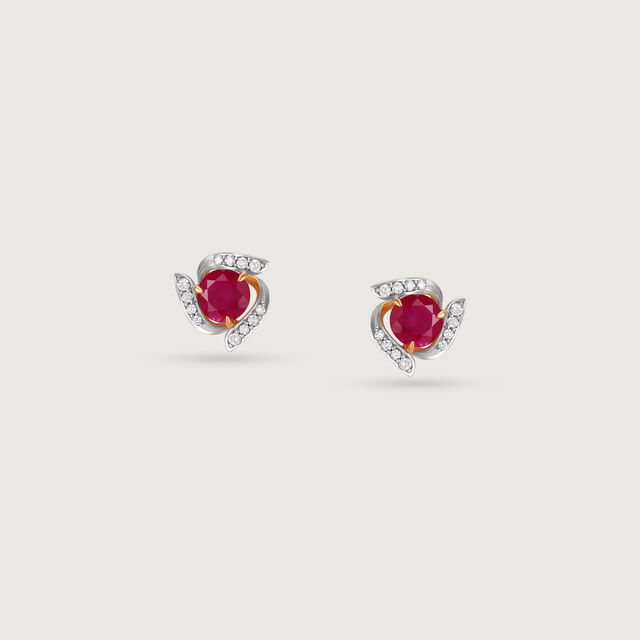 Ruby Rush Diamond & Gold Stud Earrings,,hi-res image number null