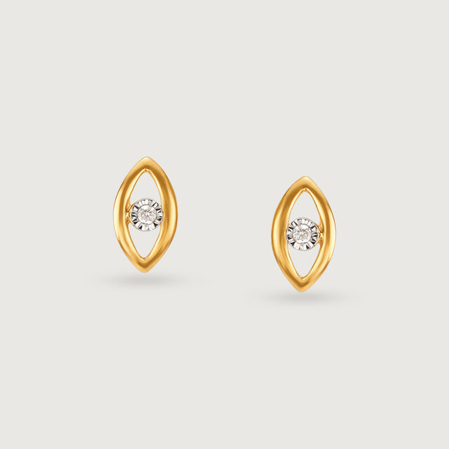 Shimmering Eye 14 Kt Gold and Diamond Stud Earrings,,hi-res image number null