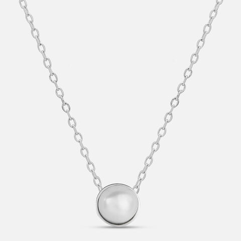 Serene Pearl Drop Silver Necklace