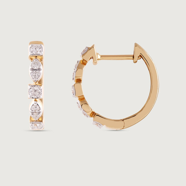 Classic Glam Gold & Diamond Hoop Earrings,,hi-res image number null