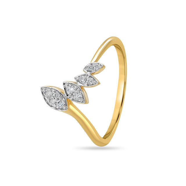 14KT Yellow Gold Organic Whirl Diamond Finger Ring,,hi-res image number null