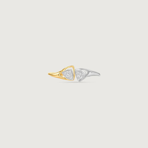 Architectural Poised Diamond Platinum Gold Ring