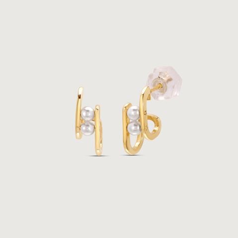 Bold Duo Pearl Stud Earrings
