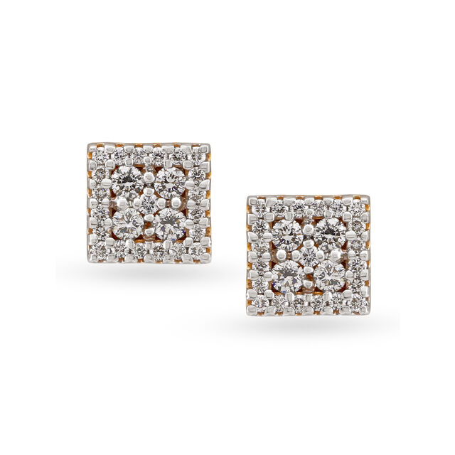 Diamond Stud Earrings in Geometric Design,,hi-res view 1