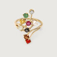 Gemstone Symphony 14KT Navaratna Finger Ring,,hi-res view 4