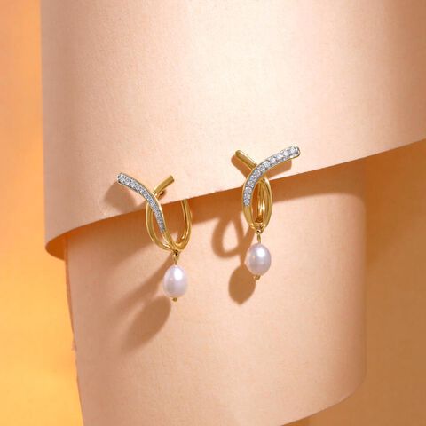 Elegant Line Diamond Hoop Earrings