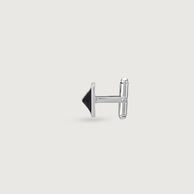 Square Black Silver Cufflinks,,hi-res image number null