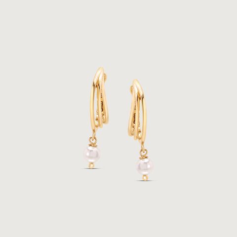 Stellar Loop Pearl Hoop Earrings