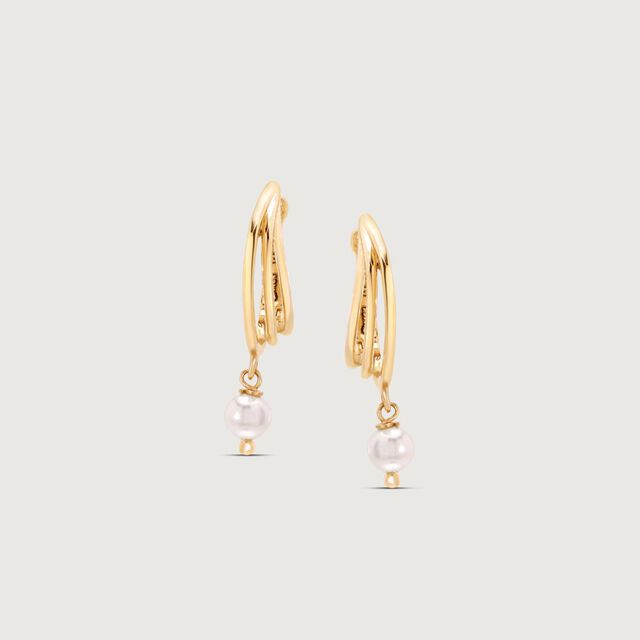 Stellar Loop Pearl Hoop Earrings,,hi-res image number null
