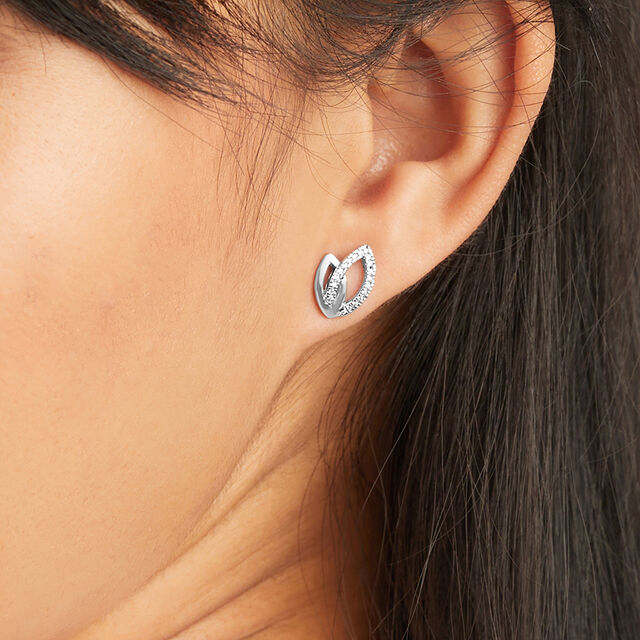 Charming Overlap Silver Stud Earrings,,hi-res image number null