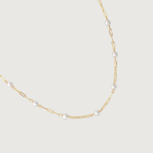 Lustrous Knot Pearl & Gold Chain,,hi-res image number null