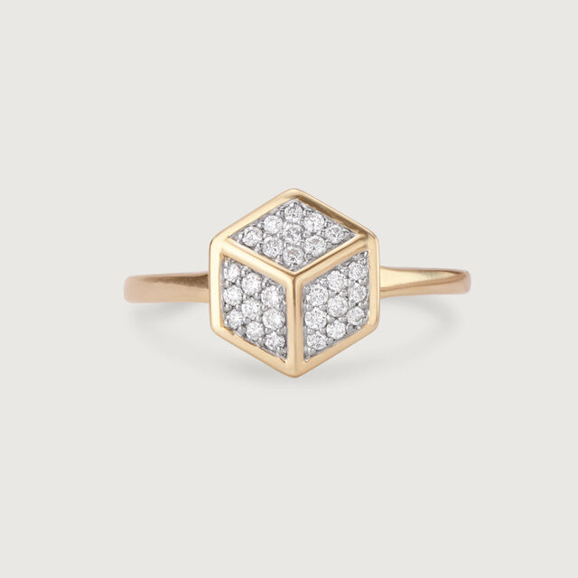 Geometric Glamour 14KT Gold & Diamond Ring,,hi-res image number null