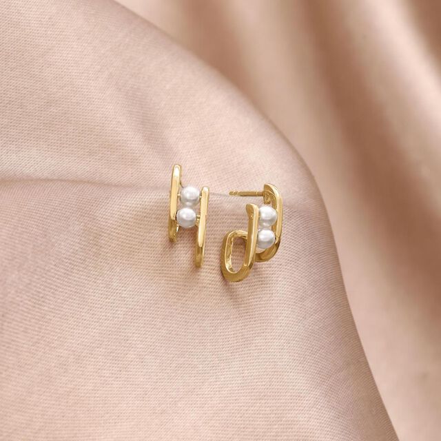 Bold Duo Pearl Stud Earrings,,hi-res image number null