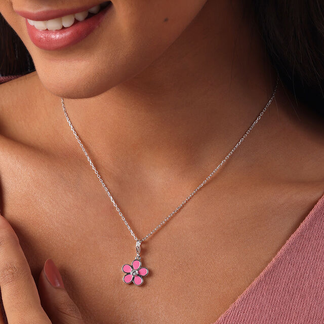 Pink Blossom Flower Silver Charm,,hi-res image number null