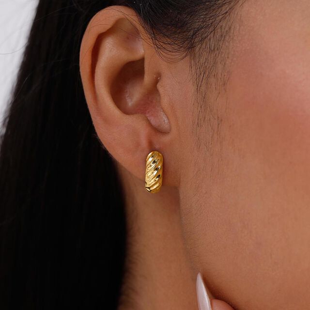 Twisted Glow Gold Hoop Earrings,,hi-res image number null