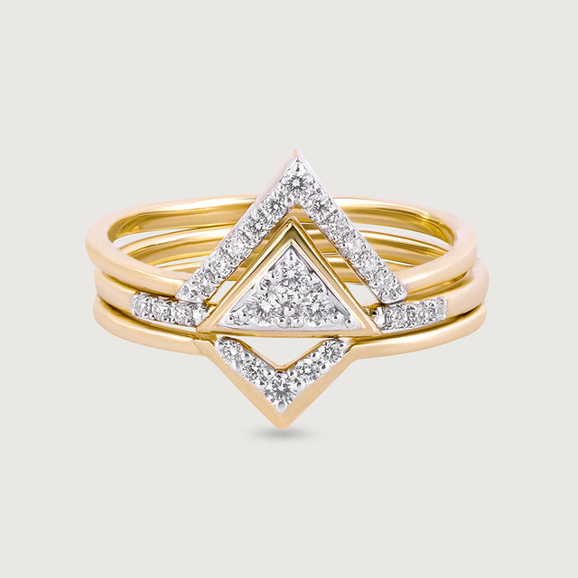 Stackable Lippan Art Gold & Diamond Finger Ring,,hi-res image number null