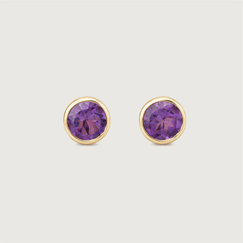 Graceful Subtle Amethyst Gold Stud Earrings