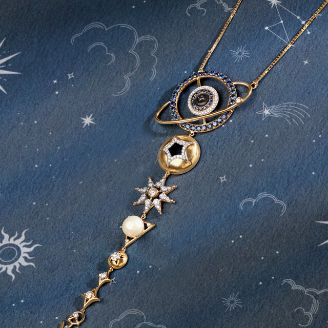 Stellar Elegance The Cosmic Droplet 14KT Diamond Necklace,,hi-res image number null