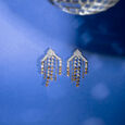 Retro Rhythm Gold & Diamond Drop Earrings,,hi-res view 2