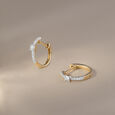 Vibrant Sleek Gold & Diamond Hoop Earrings,,hi-res view 1