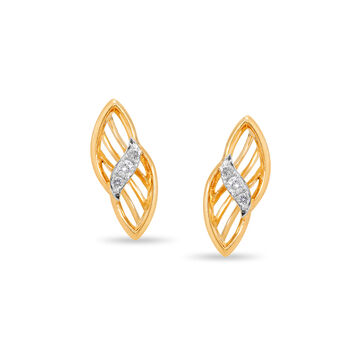 14 KT Yellow Gold Gleaming Elegance Diamond Stud Earrings
