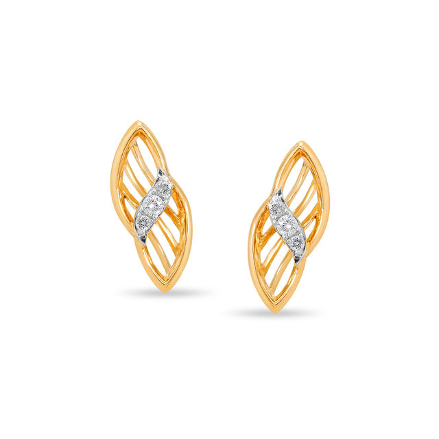14KT Yellow Gold Gleaming Elegance Diamond Stud Earrings,,hi-res image number null