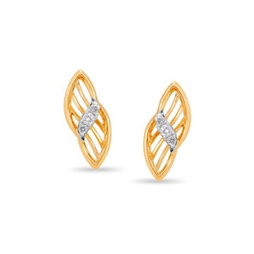14KT Yellow Gold Gleaming Elegance Diamond Stud Earrings