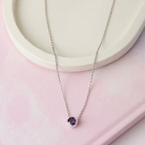Alluring Purple Silver Necklace